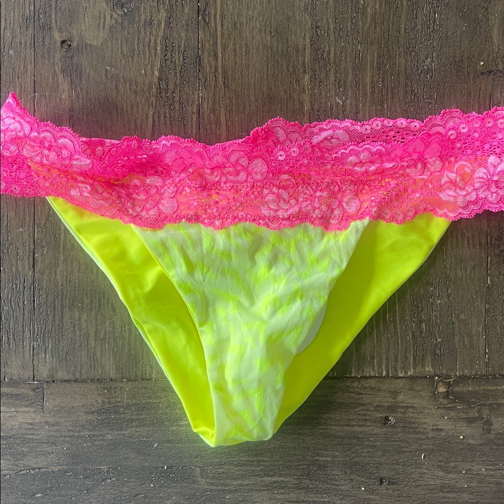 Beach Bunny Neon Yellow and Pink Bikini Bottom